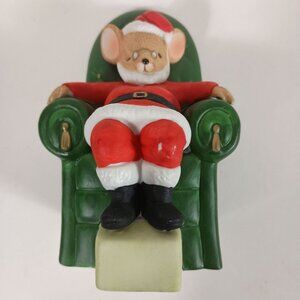 Vintage Enesco Figurine 1983 Santa Mouse Christmas 80s Kitschy Anthropomorphic